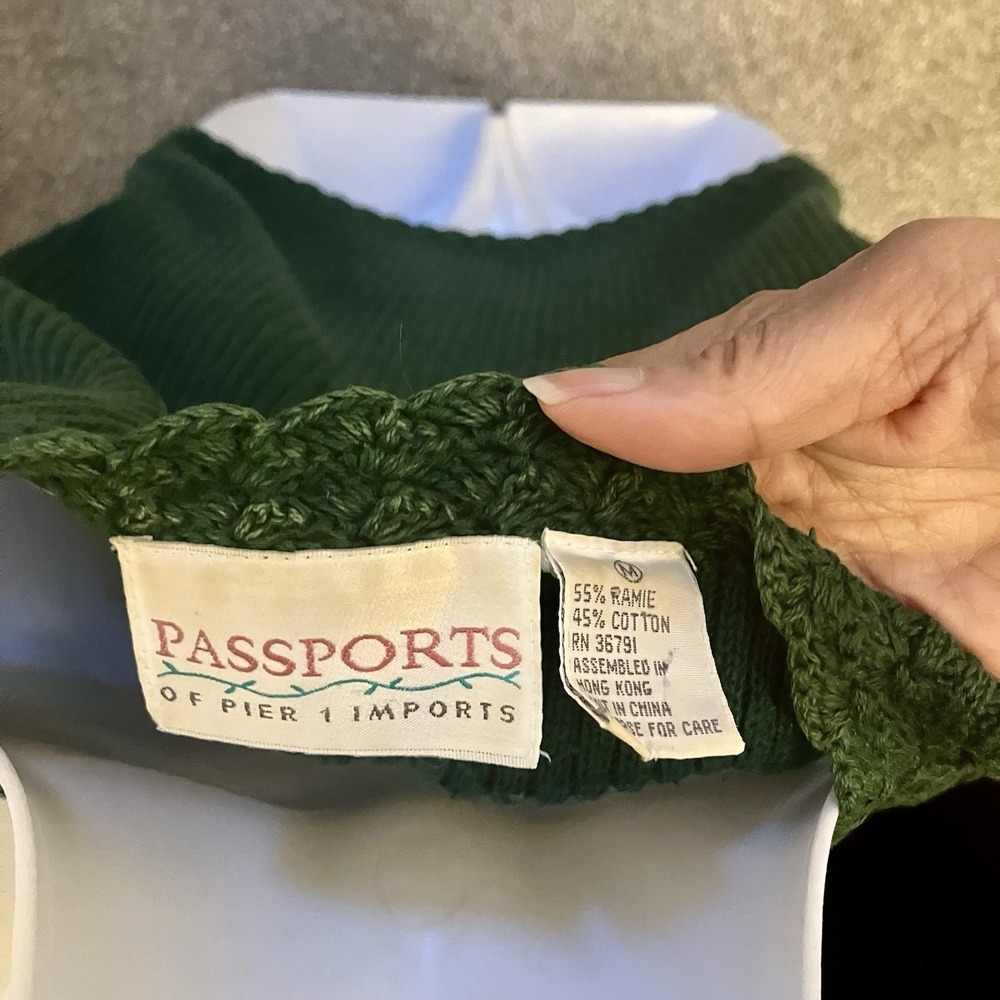 Passports of Pier 1 Imports Medium Vintage Green Sweater Vest Boho Button Up - Picture 5 of 6